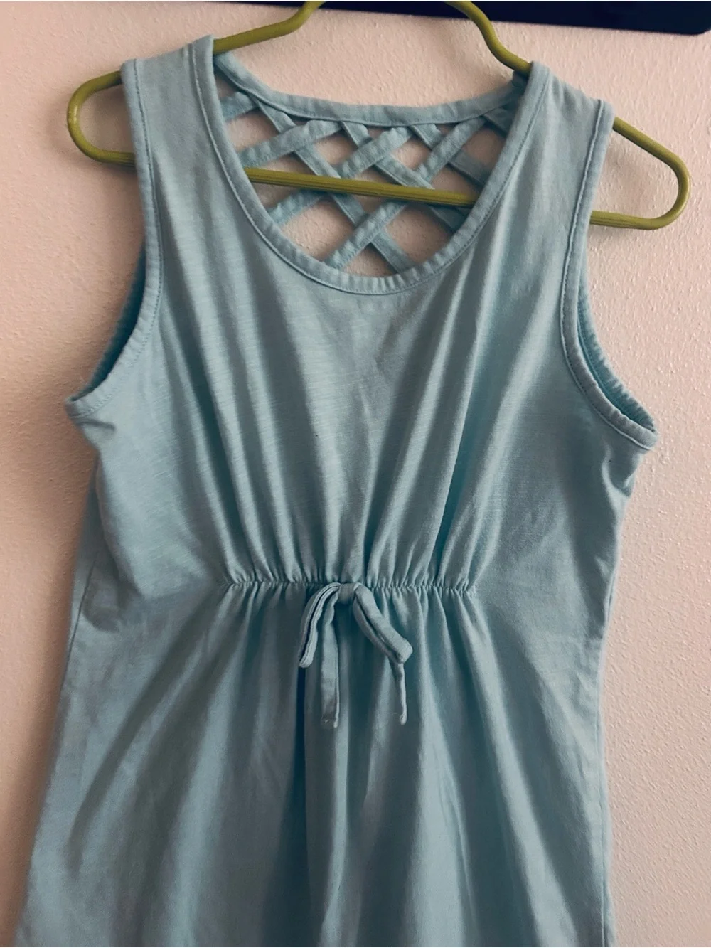 Boston Traders Girl M(9-10)Teal Cotton Blend  Sleeveless Dress with Lattice Back
